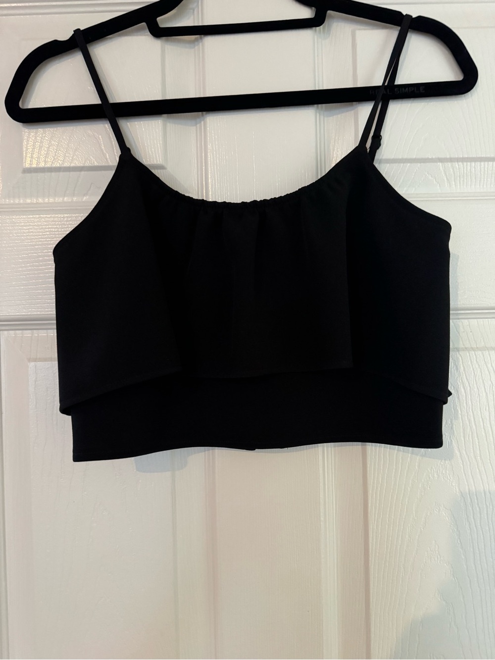 Express Black Ruffle Crop Cami Top